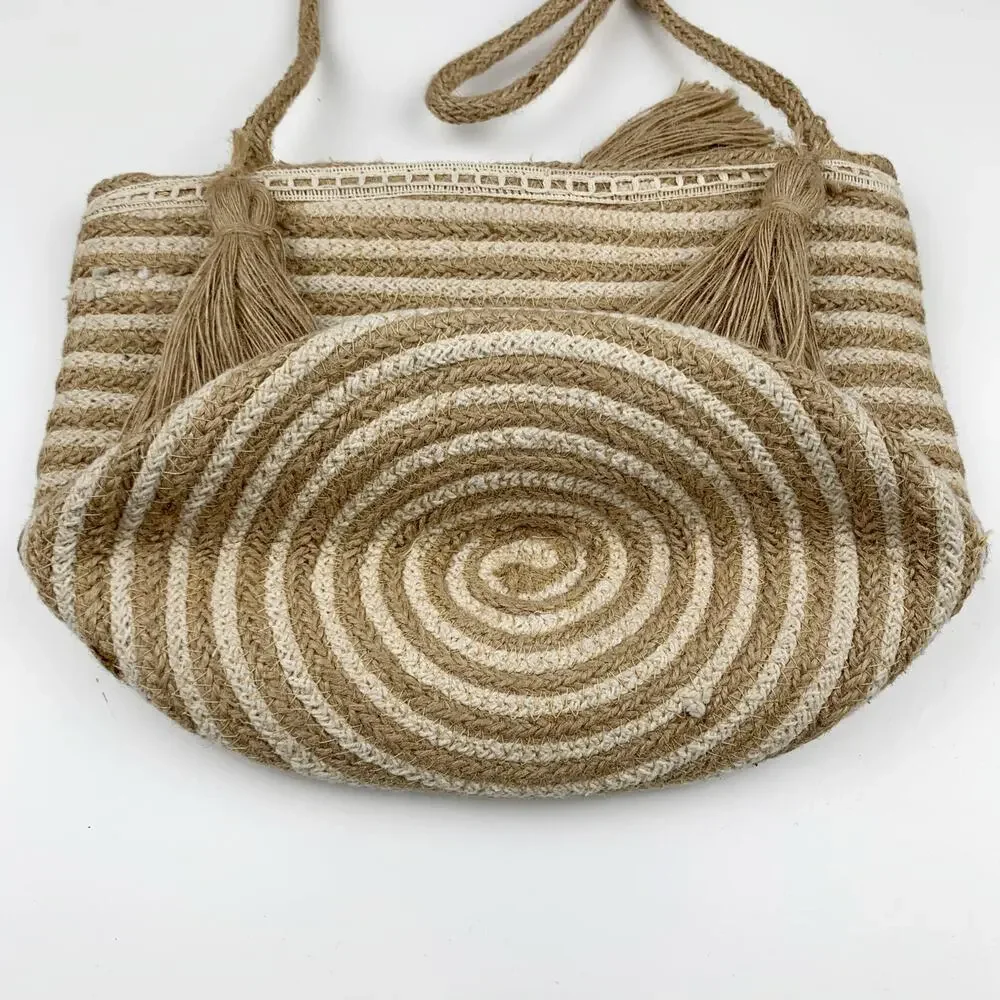 Woven Jute Wall Hanging Bag Basket Storage Organizer Boho Tassels Pot Holder